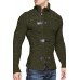 Men's Leather Button Long Sleeve Knit Cardigan Jacket